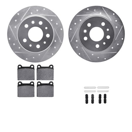 DYNAMIC FRICTION CO 7612-63006, Rotors-Drilled, Slotted-Silver w/ 5000 Euro Ceramic Brake Pads incl. Hardware, Zinc Coat 7612-63006